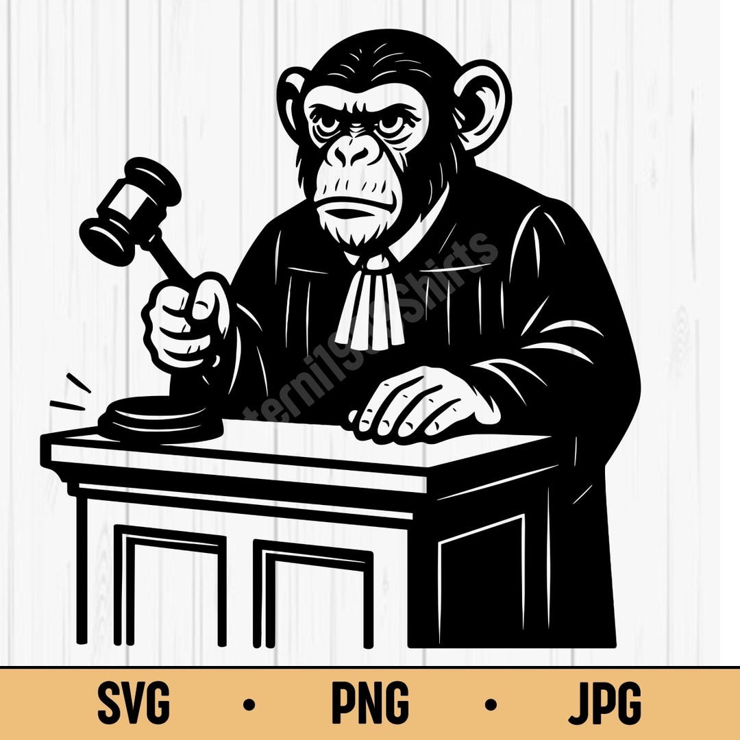 Monkey Judge SVG PNG JPG – Funny Monkey in Court Clipart, Legal Animal ...