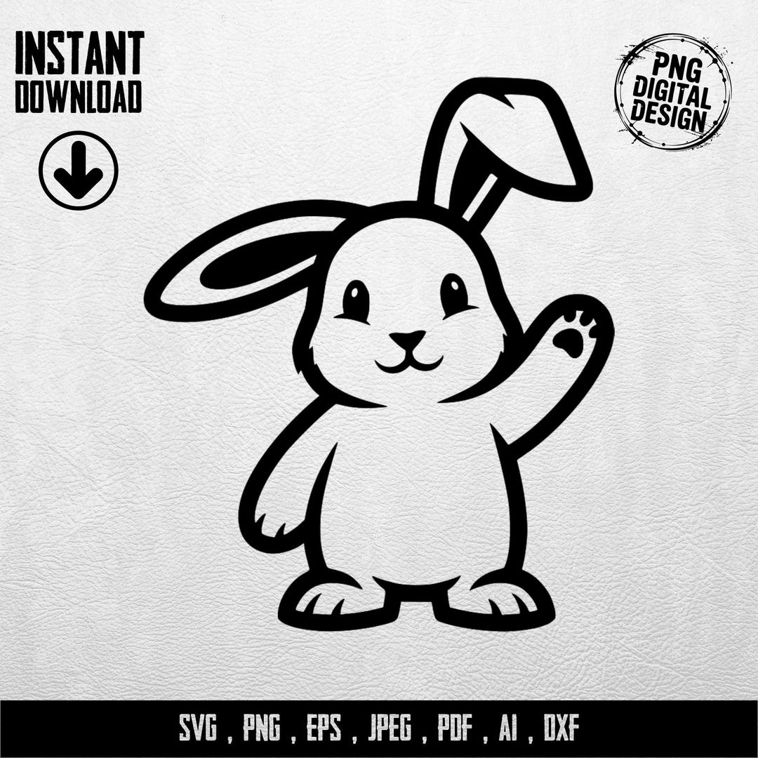 Cute Bunny SVG Digital Download, Kawaii Rabbit PNG, Easter Animal ...