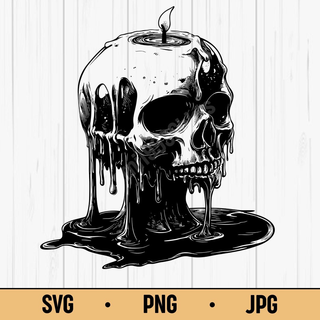 Melting Skull Candle SVG PNG JPG – Gothic Dripping Wax Skull