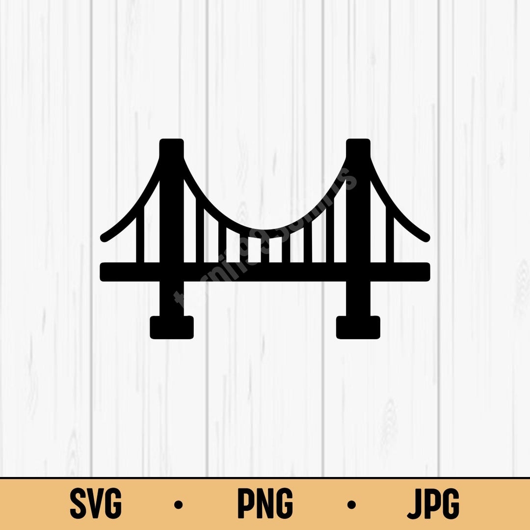 Bridge Icon SVG PNG JPG – Minimal Suspension Bridge Vector for ...