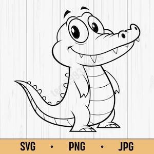 Cute Alligator SVG PNG – Smiling Cartoon Crocodile Clipart for Kids, Digital Download for Cricut & Sublimation