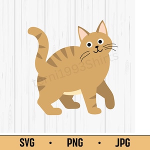 Orange Cat SVG PNG JPG – Cute Striped Cat Vector, Kawaii Pet Animal Design