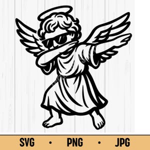 Dabbing Angel SVG PNG JPG – Funny Cartoon Angel Dab Pose, Vector for Shirts, Stickers & Crafts