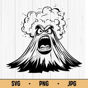 Angry Cartoon Volcano - Eruption Lava Explosion Comic Art SVG PNG Clipart Sublimation Vector Digital Download