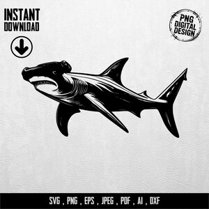 Hammerhead Shark SVG Digital Download, Ocean Animal PNG Clipart, Vector Graphic For Crafters, Instant Download Art
