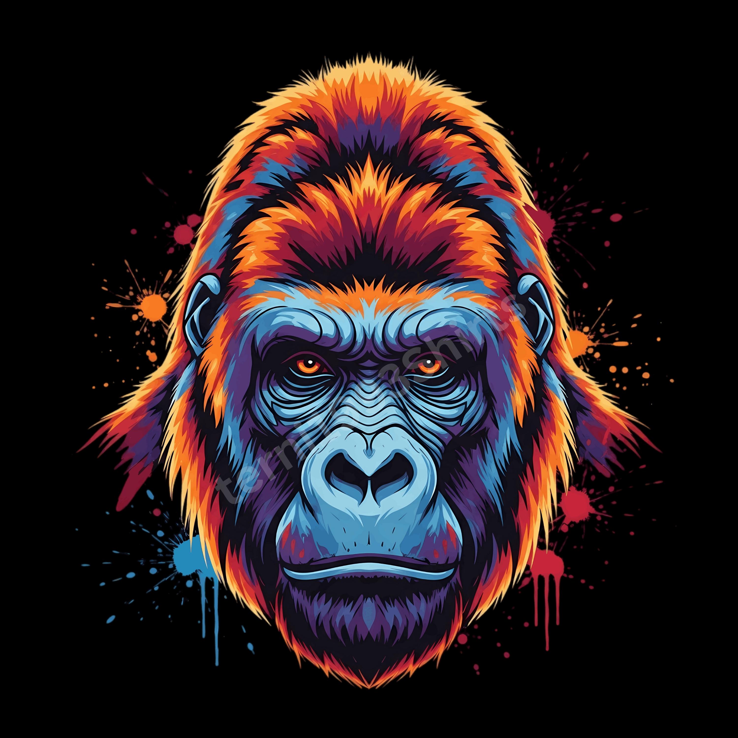 Colorful gorilla art - Etsy 日本