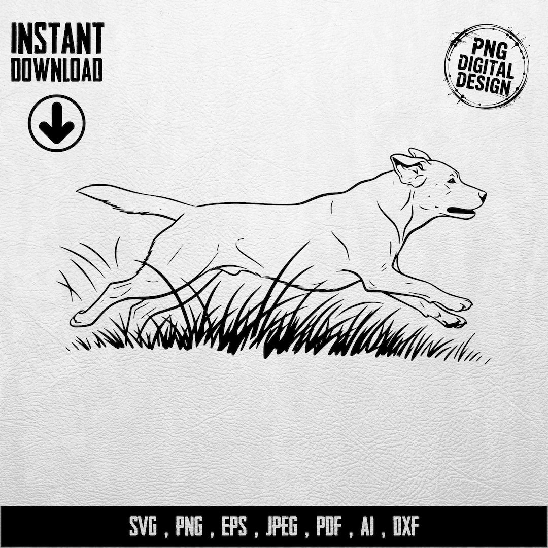 Running Dog Digital Design Svg Png Eps Dxf, Dog Outline Art, Canine ...