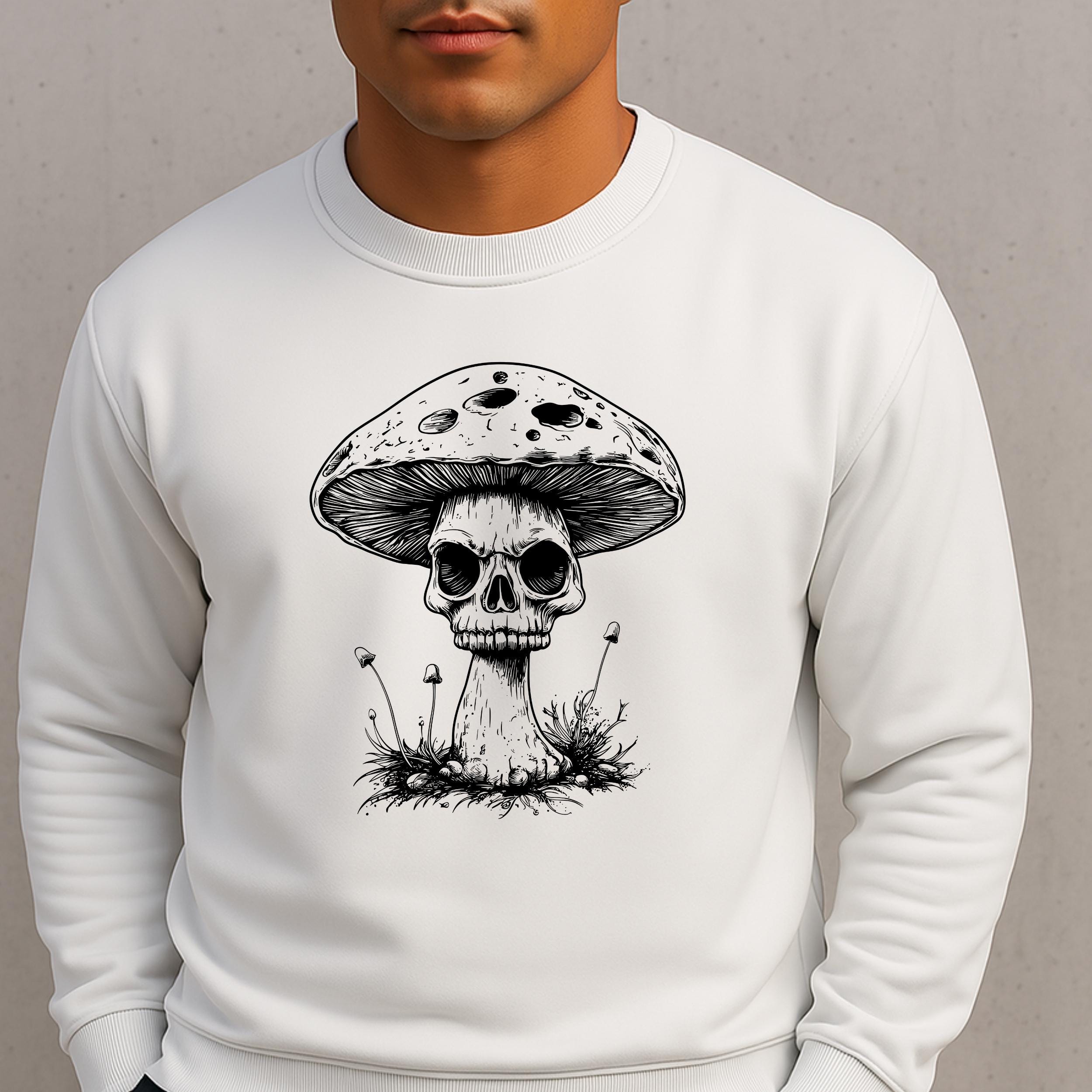 Skull Mushroom SVG PNG JPG – Gothic Fungi Skull Vector, Digital