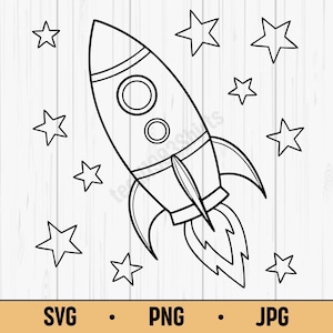 Nave espacial SVG PNG: Imágenes prediseñadas de cohete espacial de dibujos animados, descarga digital para manualidades infantiles, Cricut y sublimación