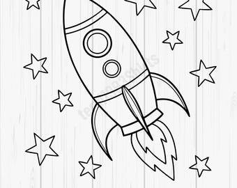 Rocket Ship SVG PNG – Cute Cartoon Space Rocket Clipart, Digital Download for Kids Crafts, Cricut & Sublimation