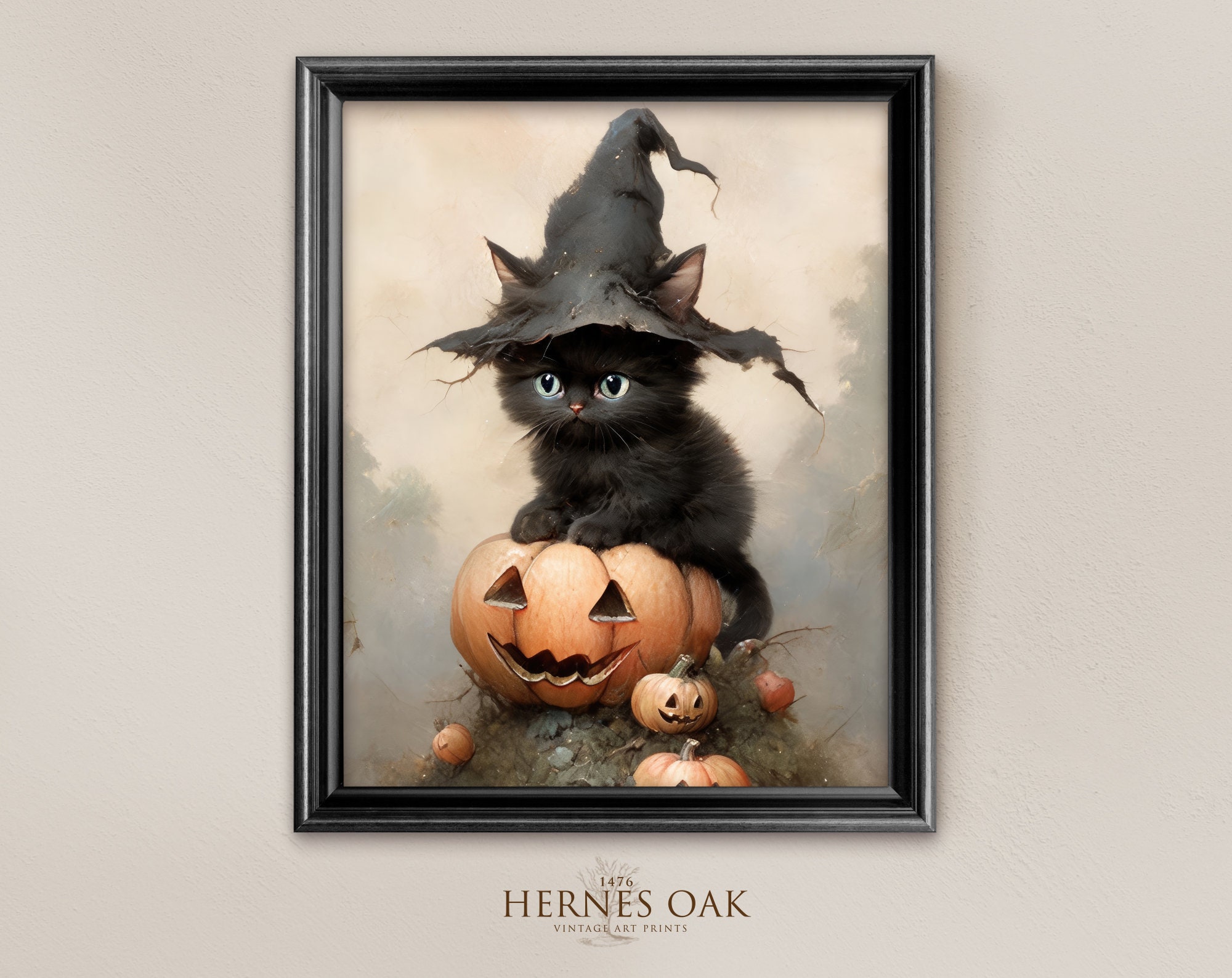 ✨✨✨ヴィンテージスタイルのハロウィン猫 ✨✨✨(カボチャの上） ✨✨✨ヴィンテージスタイルのハロウィン猫 ✨✨✨(カボチャの上