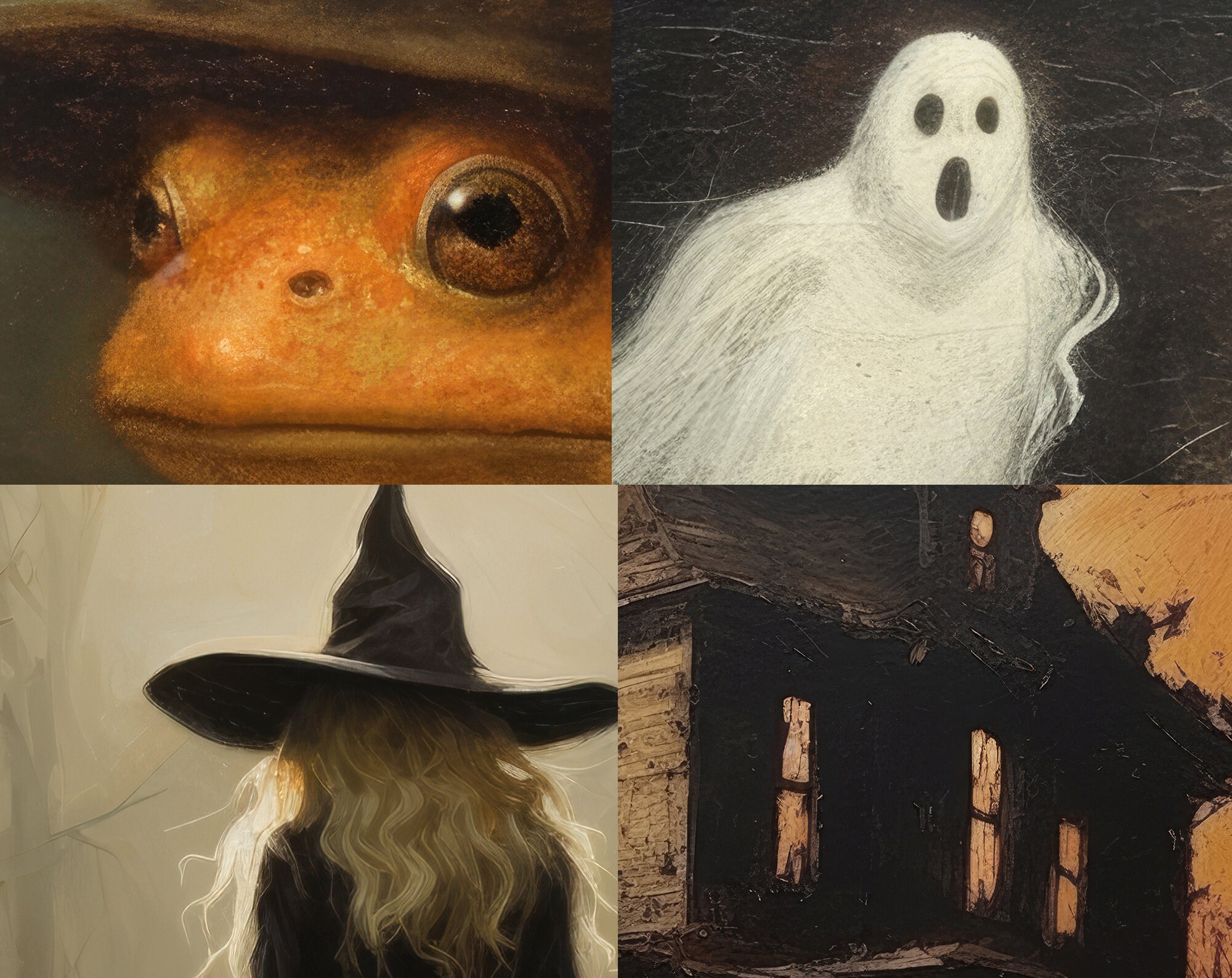 Vintage Halloween Art Print Set, Spooky Gallery Wall (digital Download ...