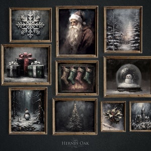 Dark and Moody Christmas Art Print Set Gothic Winter Galerie Wand Kunst Drucke Rustikal Vintage Weihnachten Gothic Art Printable Download