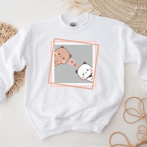 Hello Greeting Bubu and Dudu Shirt, Cute Kawaii Shirt, Panda Bear, Bubu and Dudu, Mochi Peach Cat, Peach Goma, Gift for her, Birthday gift