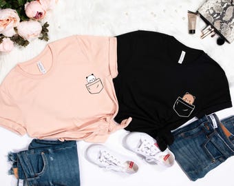 Bubu Dudu entzückende Tasche, Bubu und Dudu Shirt, Bär und Panda, Geschenk für sie, süßes Kawaii Shirt, Panda Bär, Bubu und Dudu, Geburtstagsgeschenk