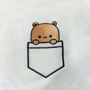 軽量刺繍ポケットデザインドゥドゥシャツ、クマとパンダ、彼へのプレゼント、かわいいカワイイシャツ、パンダベア、ブブとドゥドゥ、誕生日プレゼント