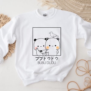Bubu Dudu Selfie Smiley Shirt Sweatshirt, Peach Goma, Gift for her, Cute Kawaii Shirt, Panda Bear, Bubu and Dudu, Birthday gift