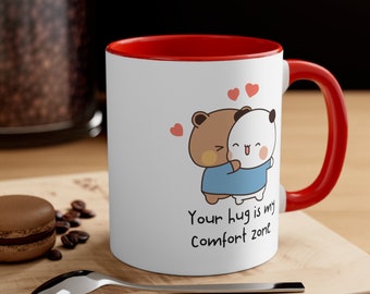 Personalized Comfy Cuddle Hugging Bubu and Dudu Mug, Bear Panda Coffee Mug, Gift for her, Love Hug, Kawaii Panda Bear, Bubu and Dudu