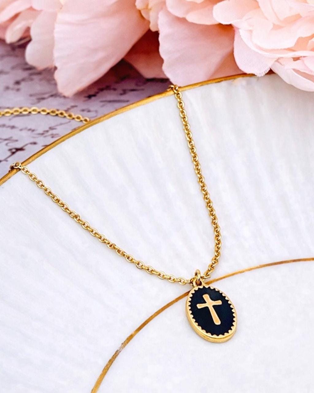 Collana Lunga Con Ciondolo A Croce In Argento - Stile Vintage Minimalista - Regolabile 61+5 Cm - Donna E Ragazza - 3