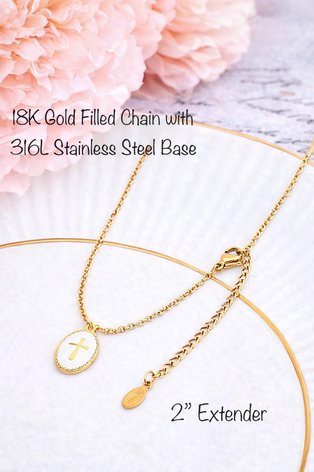 Collana Lunga Donna Con Ciondolo Croce Vintage - Color Argento 61 Cm - Regolabile - Senza Cristallo
