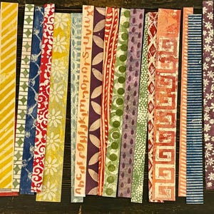 Handgemaakte papieren stroken gelliva: mixed media collage, kunsttijdschriften - 60 stuks