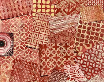 Handgemaakt rood gellellipapier: mixed media kunst, collage