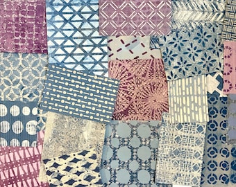 Blue Hand Painted  Paper Pack for Collage, Art Journals, Mixed Media, Scrapbooks