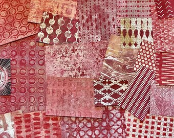 Handgemaakt rood gellellipapier: mixed media kunst, collage