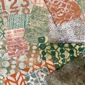 Piatti di carta Gelli verdi assortiti, dipinti a mano e fatti a mano, adatti per collage, arte con tecniche miste, diari d'arte, diari di scarto e molto altro ancora!