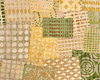 Yellow Hand Painted Paper Pack for Collage, Art Journals, Scapbooks.