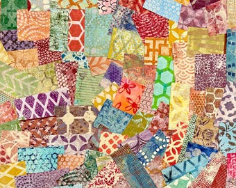 100 stukjes papier met mini-gelliplaatprint: mixed media-grabbag voor collages