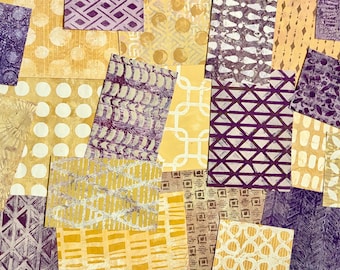 Yellow Hand Painted Paper Pack for Collage, Art Journals, Scapbooks.