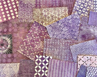 Paars gelplaatpapier: handgemaakte mixed media-collageset