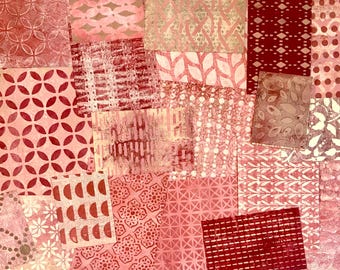 Pink/Red Original Hand Painted Papers for Collage, Art Journals, Scrapbooks, Mixed Media