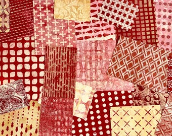 Red Handmade Gelli Plate Papers: Mixed Media Art, Collage,  Art Journals, Scrapbooking