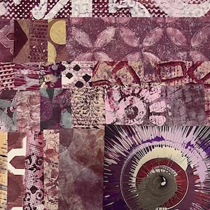 Assorted Purple Gelli Plate Handmade Hand Painted Papers for collage, art journals, mixed media art projects and so much more!