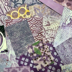 Assorted Purple Gelli Plate Handmade Hand Painted Papers for collage, art journals, mixed media art projects and so much more!