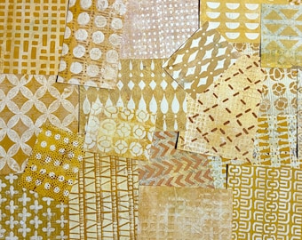 Yellow Hand Painted Paper Pack for Collage, Art Journals, Scapbooks.