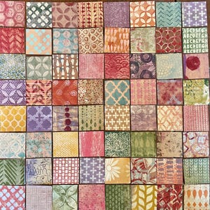 Hand Painted Collage Papers. 60 Squares. 3”x3”. Art journaling, scrapbooking, mixed media art projects.