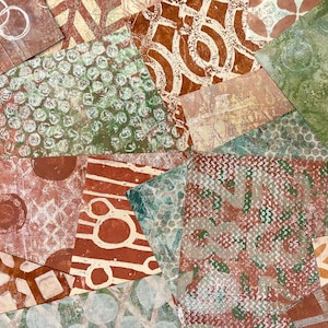 Assorted Orange Gelli Plate Handmade Hand Painted Papers for use in Collage, Mixed Media Art, Art and Junk Journals and so much more!