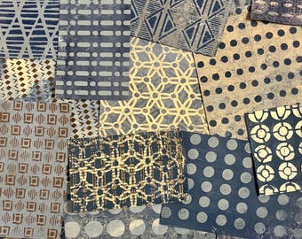 Blue Hand Painted  Paper Pack for Collage, Art Journals, Mixed Media, Scrapbooks