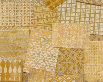Yellow Hand Painted Paper Pack for Collage, Art Journals, Scapbooks.