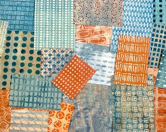 Blue Hand Painted  Paper Pack for Collage, Art Journals, Mixed Media, Scrapbooks