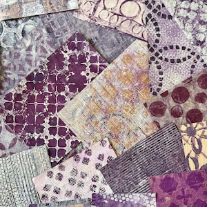 Assorted Purple Gelli Plate Handmade Hand Painted Papers for collage, art journals, mixed media art projects and so much more!