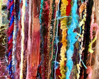 50 Yards Mixed Media Bundle, Textured Art Yarns for Fiber Art, Weaving, Collage