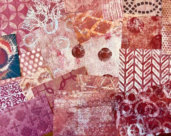 Handgemaakt rood gellellipapier: mixed media kunst, collage