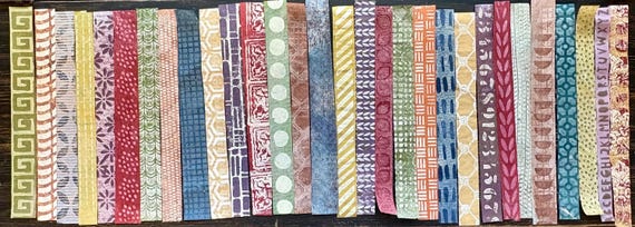 Handmade Gelli Plate 1” Deli Paper Strips: Mixed Media Collage, Art Journals - 40 Pieces