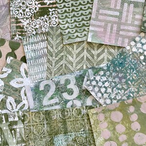 Geassorteerd groen gellellibord Handbeschilderd papier voor gebruik bij collages, mixed media, kunsttijdschriften, kaarten maken, plakboeken en nog veel meer!