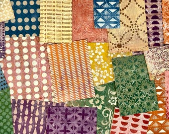 Mixed Colors Gelli Print Papers for Mixed Media, Collage, Journals