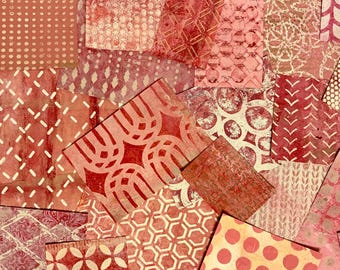 Pink Original Hand Painted Papers for Collage, Art Journals, Scrapbooks, Mixed Media